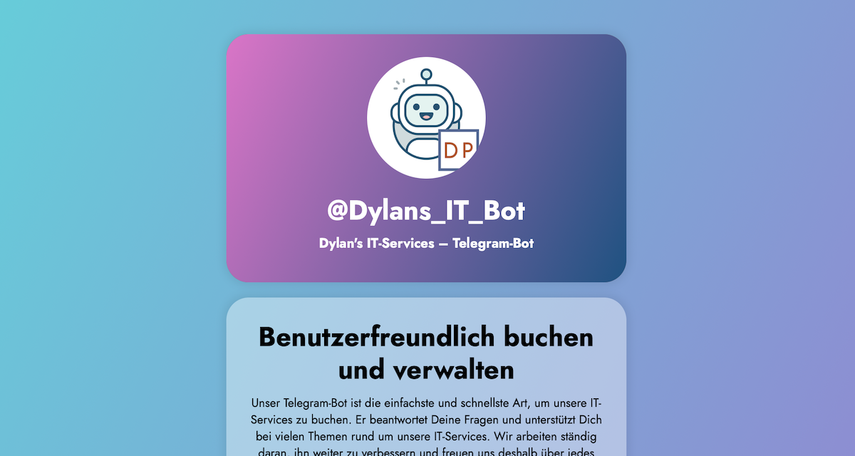 Bossard Wettstein Project - Dylan's Bots - Unsere beiden Telegram-Bots mit deren Beschreibungen und mehr